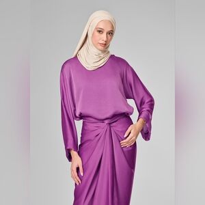 Plum Satin - Sarong & Top Set